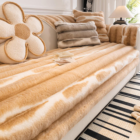 Trendig Vacker Gradient Färg Rand Plush Sofföverdrag Carvallo