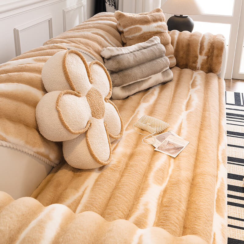 Trendig Vacker Gradient Färg Rand Plush Sofföverdrag Carvallo
