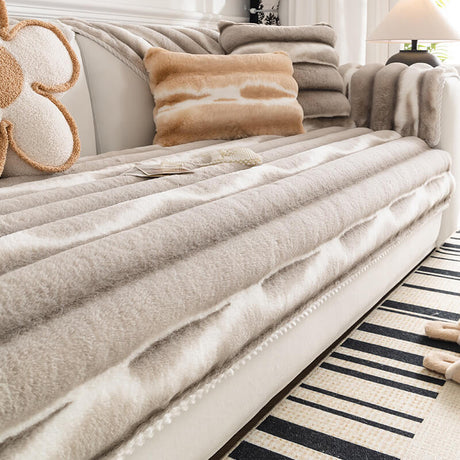 Trendig Vacker Gradient Färg Rand Plush Sofföverdrag Carvallo