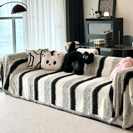 Trendiga Randiga Chenille Andetags Sofa Skydd Sofföverdrag Carvallo