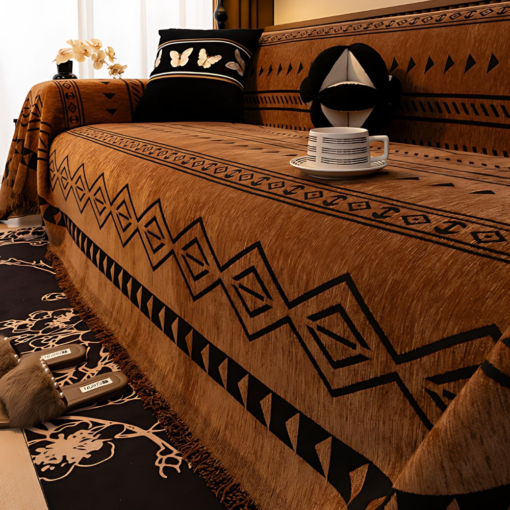 Tribal Geometrisk Chenille Sofföverdrag Carvallo