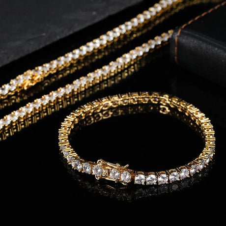 Unisex Cubic Zircon Armband-Jewelry-Hemnix-Guld-3mm-7 inches (17.78cm)-Hemnix
