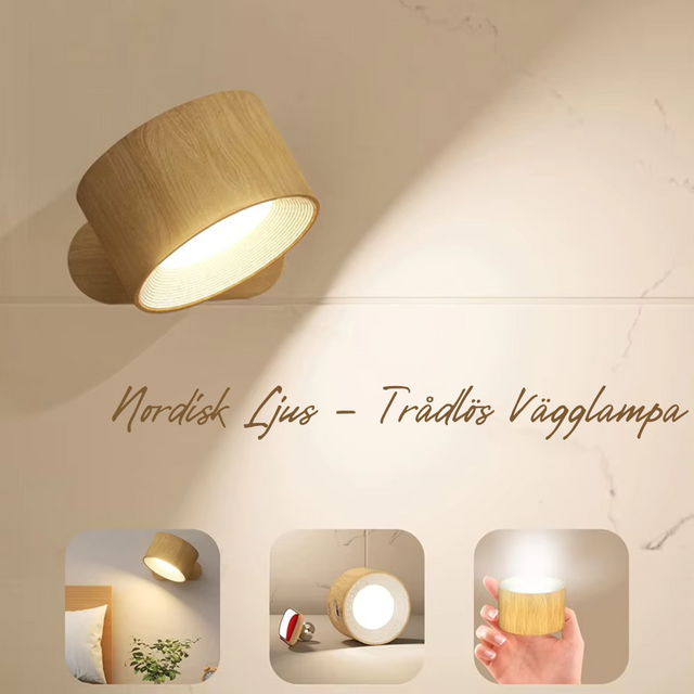 Nordisk Ljus – sladdlös, uppladdningsbar och fjärrstyrd vägglampa i skandinavisk design-VaruZ-Ek-Hemnix