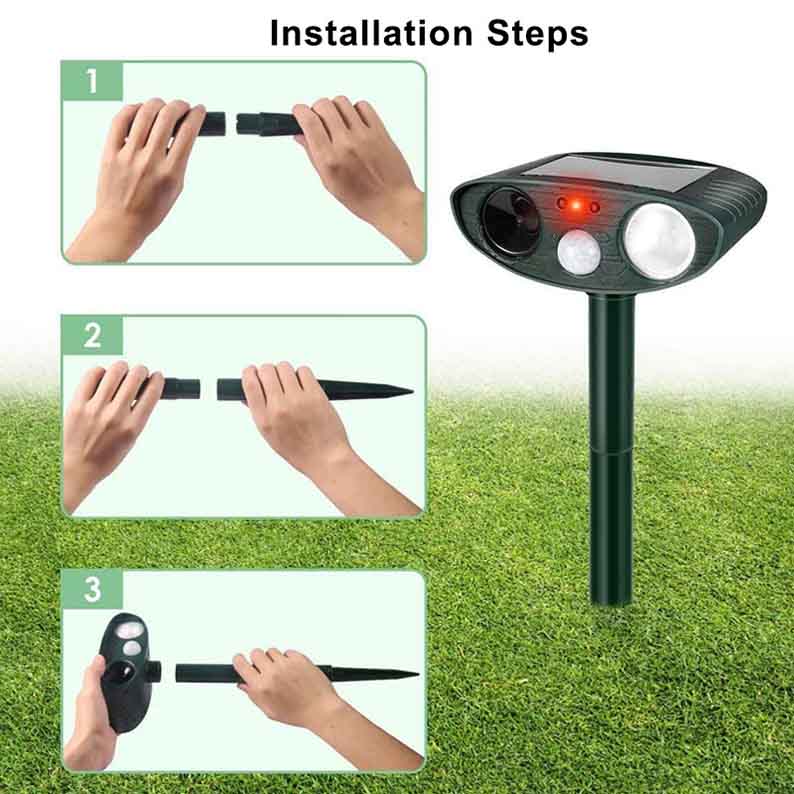 Royaleva Ultrasonic Kaninrepeller – Solenergidriven och Blinkande Ljus – Bli Av Med Kaniner Carvallo