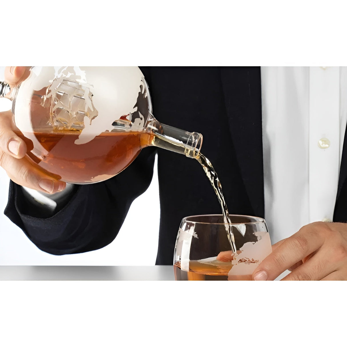 Kristall-Whiskykaraff med glas – Världskuladesign | Dekorativ för kontor & hem Carvallo