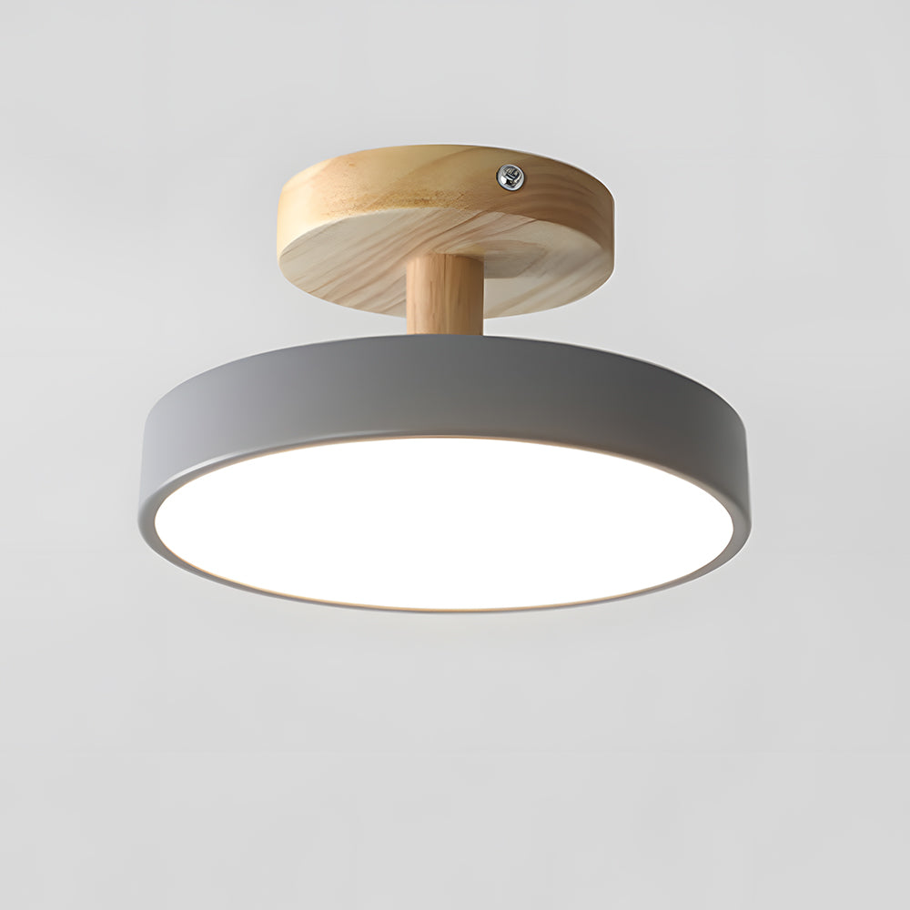 Industriell LED Taklampa | Trä & Järn Armatur | 12W Energibesparande Lampa | 7.09x3.94 in | Brick by Brick Carvallo