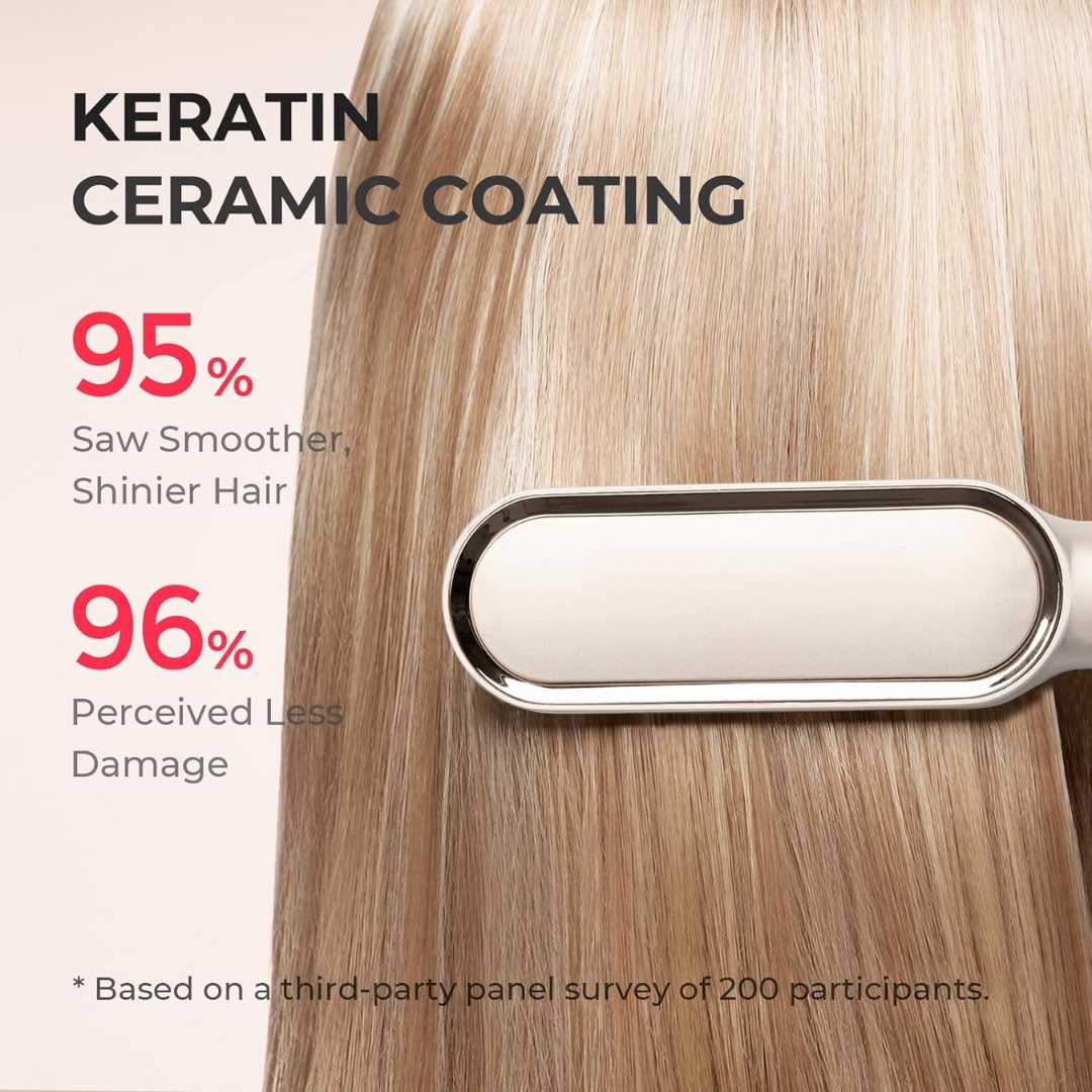 Carvallo Hårutjämningsborste Elektrisk | 5 Värmelägen | Redo på 20 Sek. | Anti-Frizz & Resesäker Carvallo