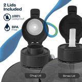 Carvallo Vattenflaska 2L | Med tidsmarkeringar & sugrör | BPA-fri & läckagesäker | För sport & vardag Carvallo