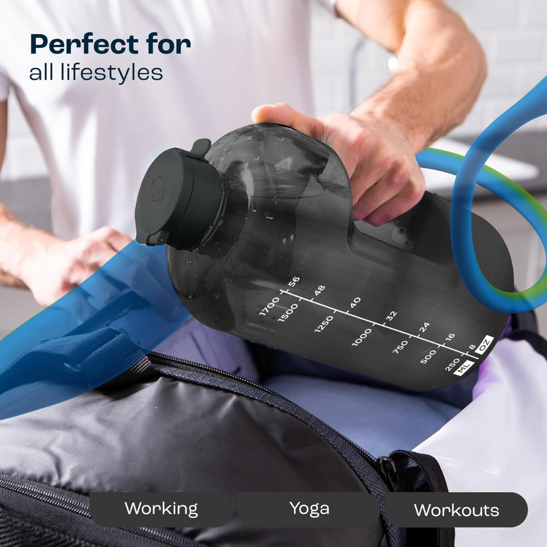 Carvallo Vattenflaska 2L | Med tidsmarkeringar & sugrör | BPA-fri & läckagesäker | För sport & vardag Carvallo