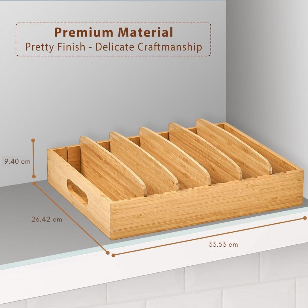 Carvallo Bambus Lock Organizer Kök | Justerbara fack | Hållbar & Platsbesparande | Bambus 30x28x9 cm Carvallo