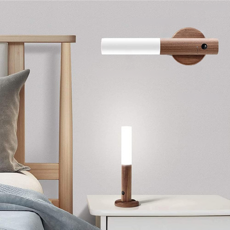 Vägglampa LED Rörelsesensor Trälampe Carvallo