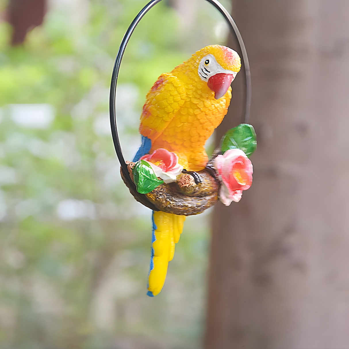 ParrotWhisper Decor - Dekorativ papegoja trädstaty för hängande Carvallo
