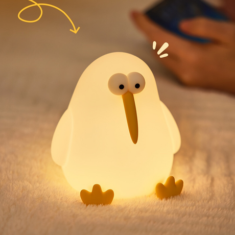 KiwiGlow - KiwiBird LED Nattlampa, USB-uppladdningsbar med dimbar touchsensor Carvallo