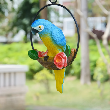ParrotWhisper Decor - Dekorativ papegoja trädstaty för hängande Carvallo