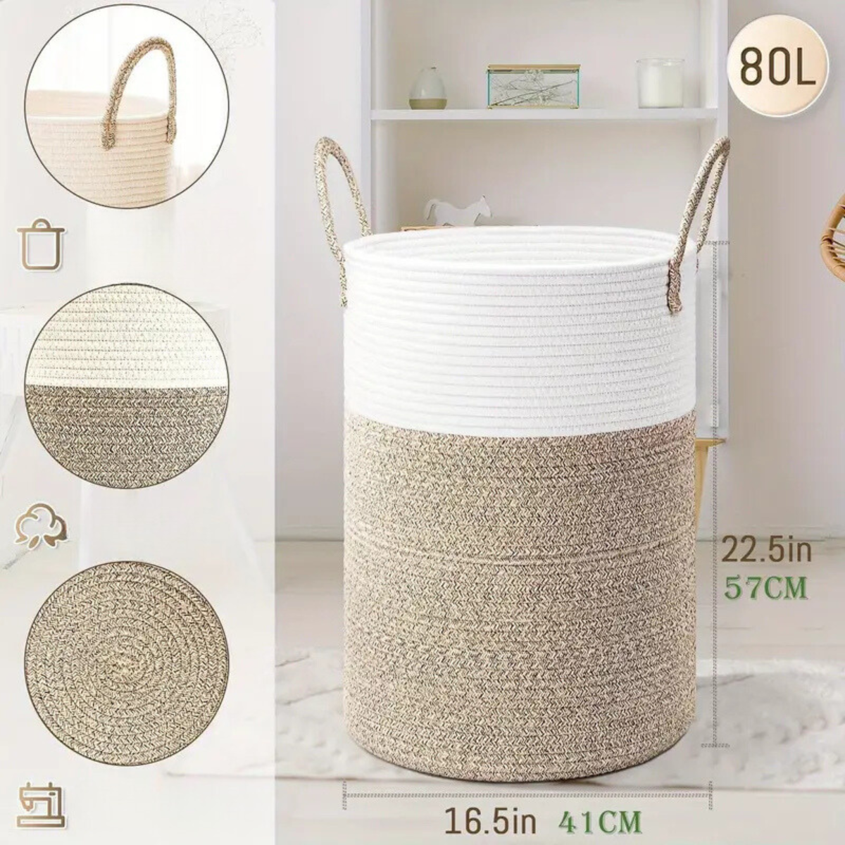 ClutterCatcher Korg - Fällbar Stor Förvaring Flätad Tvättkorg Carvallo