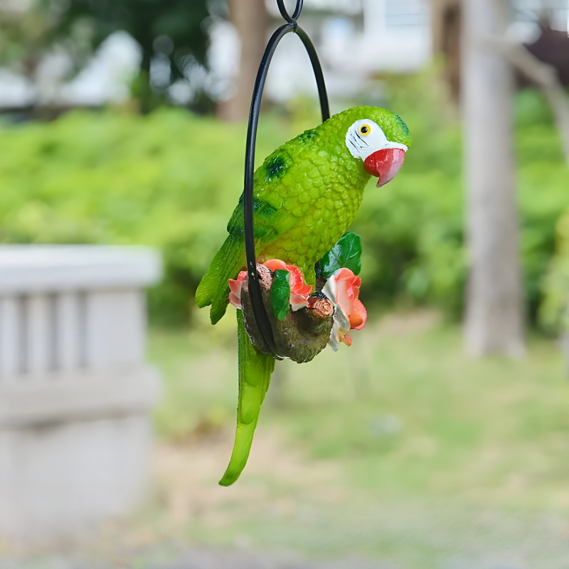 ParrotWhisper Decor - Dekorativ papegoja trädstaty för hängande Carvallo