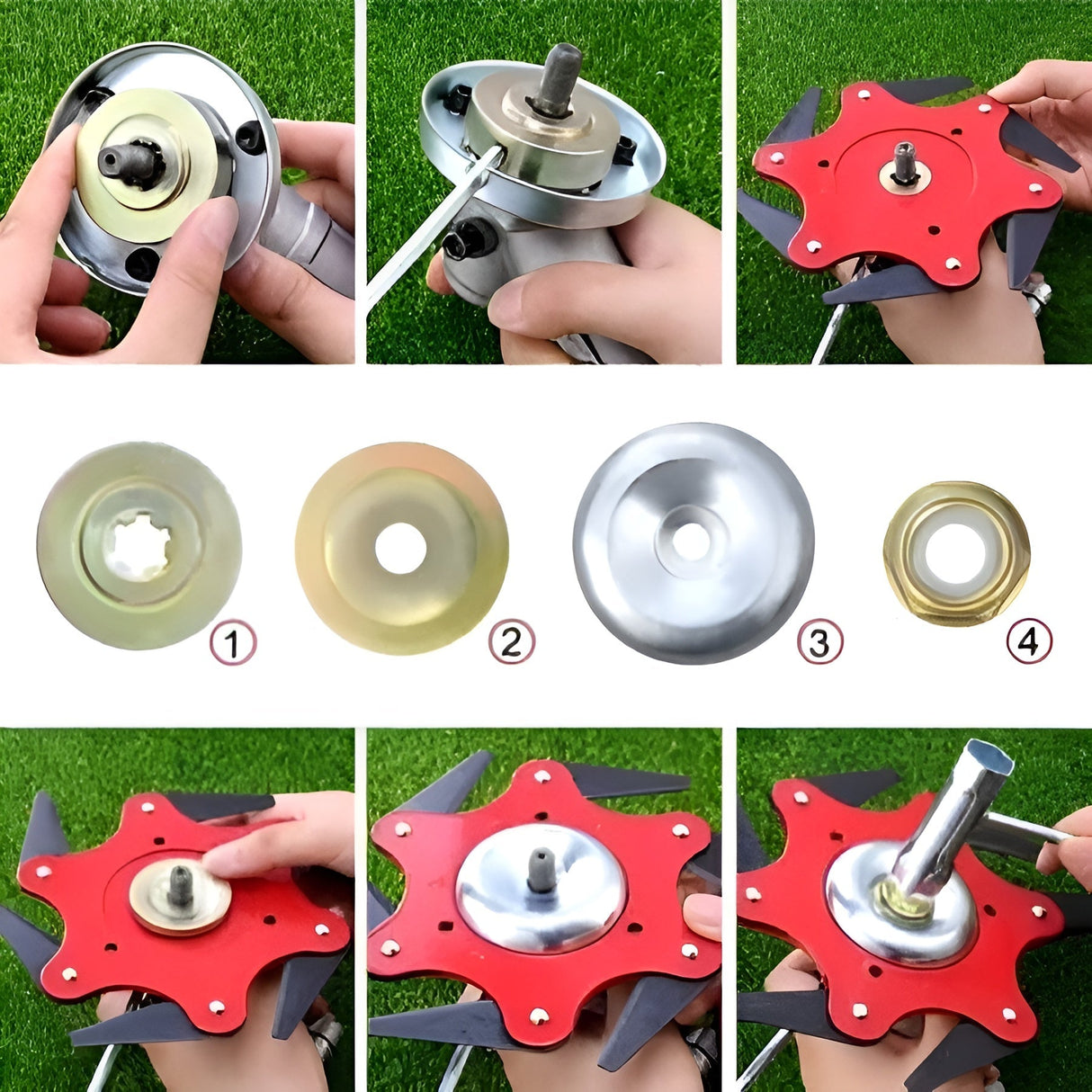 Grästrimmerhuvud med 6 blad – Robust stål för effektiv klippning Carvallo