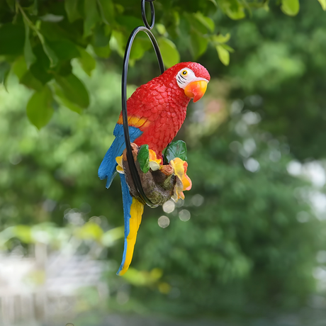 ParrotWhisper Decor - Dekorativ papegoja trädstaty för hängande Carvallo