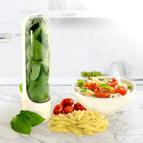 Lufttätig örterbehållare för längre friskhet och platsbesparande förvaring Carvallo