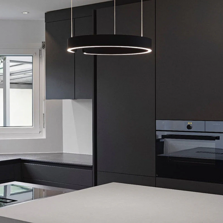 Guld LED Pendel ljus | Dimbar Varm belysning | Rund Metall & Akryl Design | 2 Storlekar Carvallo