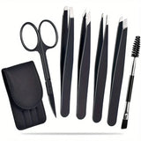 Precision Tweezer Set – 6-piece Eyebrow Kit with Travel Case Carvallo