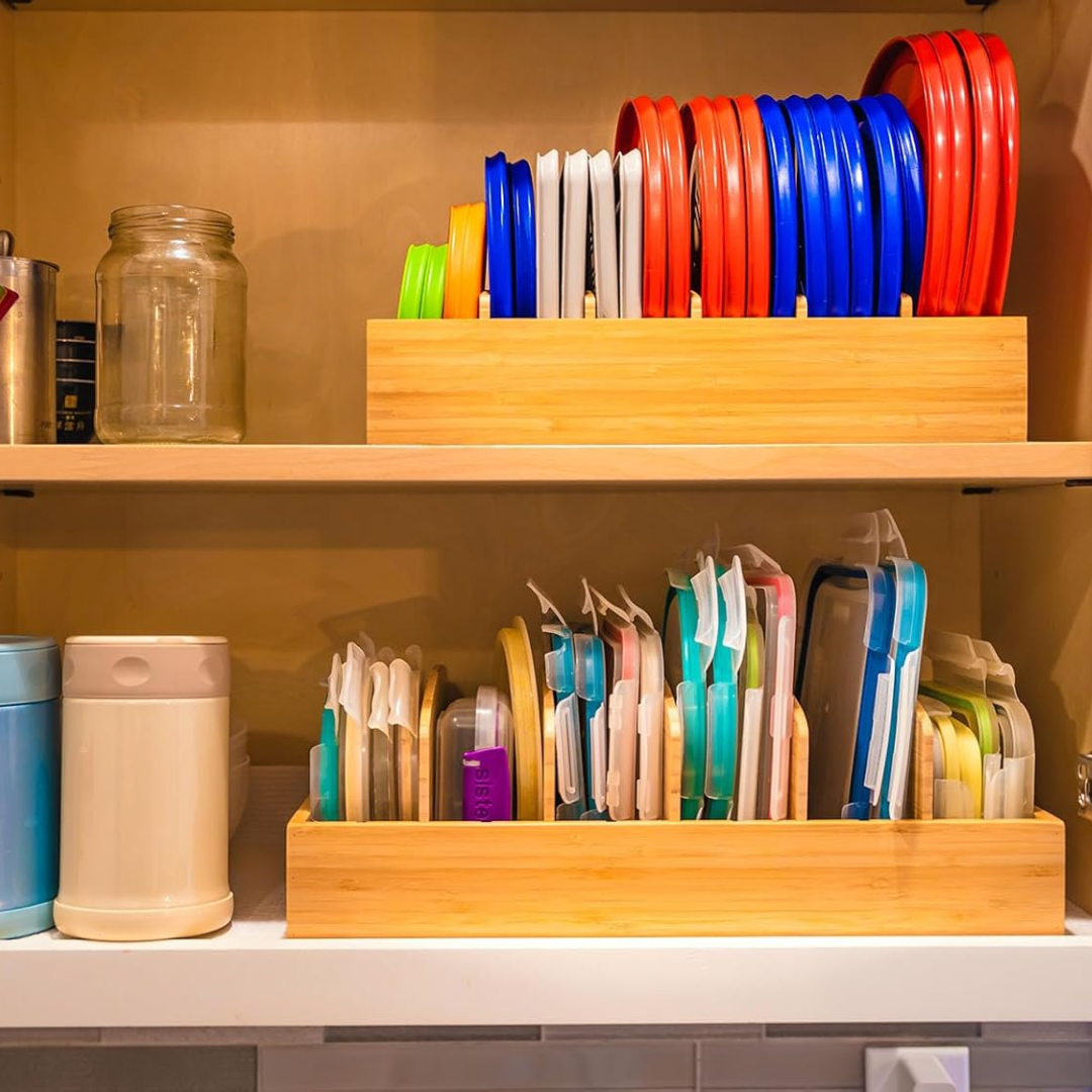 Carvallo Bambus Lock Organizer Kök | Justerbara fack | Hållbar & Platsbesparande | Bambus 30x28x9 cm Carvallo