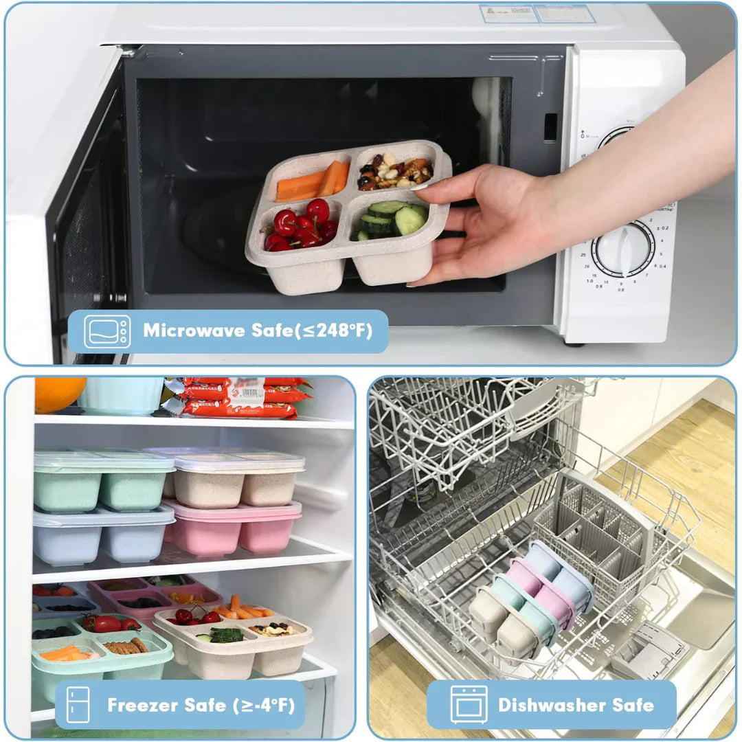 Bento-Style 4-fackors Måltidsförberedelselådor i 4-pack – Hållbart och Praktiskt Carvallo