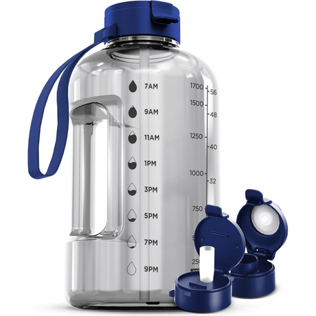 Carvallo Vattenflaska 2L | Med tidsmarkeringar & sugrör | BPA-fri & läckagesäker | För sport & vardag Carvallo