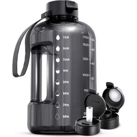 Carvallo Vattenflaska 2L | Med tidsmarkeringar & sugrör | BPA-fri & läckagesäker | För sport & vardag Carvallo