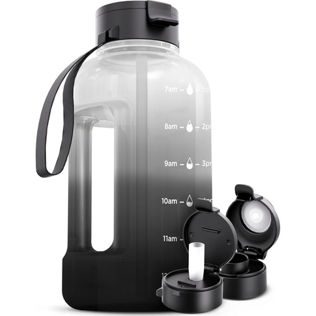 Carvallo Vattenflaska 2L | Med tidsmarkeringar & sugrör | BPA-fri & läckagesäker | För sport & vardag Carvallo