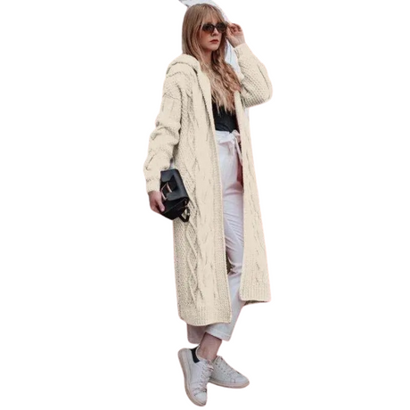 Twist Stickad Hooded Cardigan för kvinnor-Hemnix-Bit-S-Hemnix
