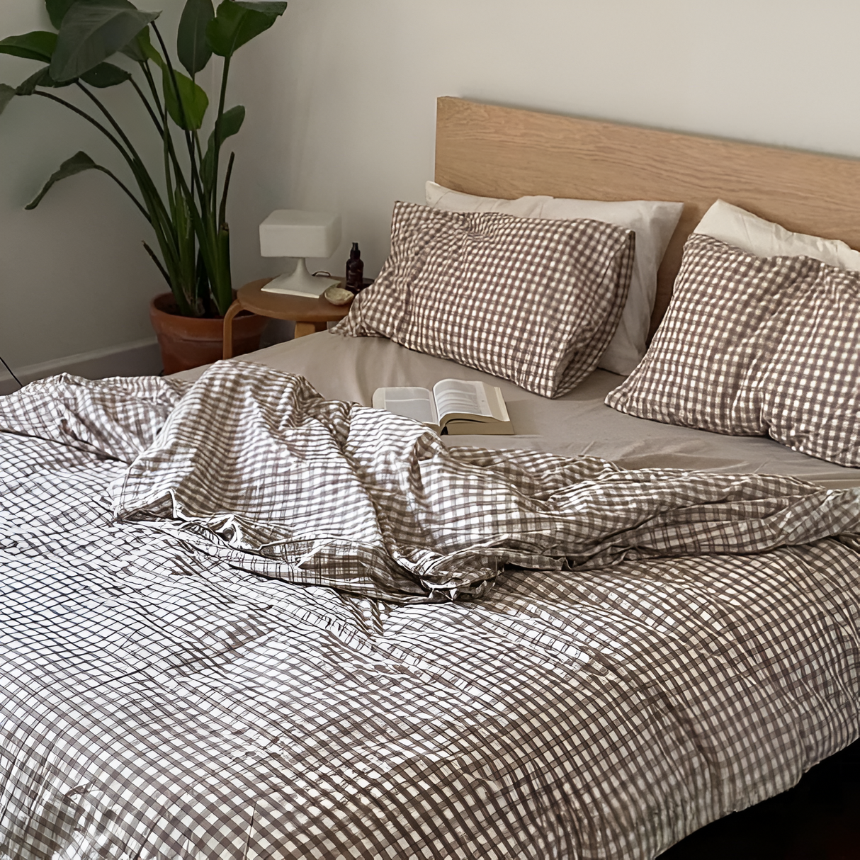 LunaVeil Sängkläder - Bomull Ginghan Stil Täcke Set Carvallo