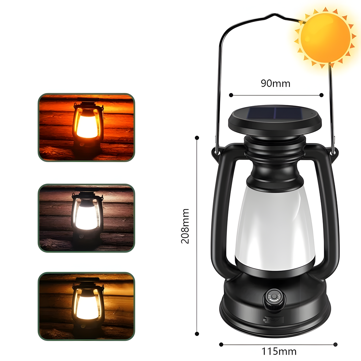 Carvallo – Mångsidig USB- och solcellsdriven campinglampa för utomhusbruk Carvallo