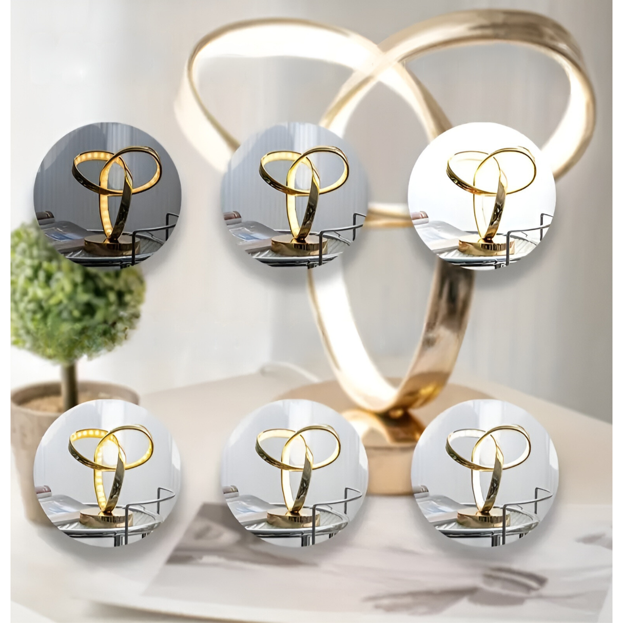 Golden Möbius Loop Skrivbordslampa – Lyxig Glow MILA Sverige