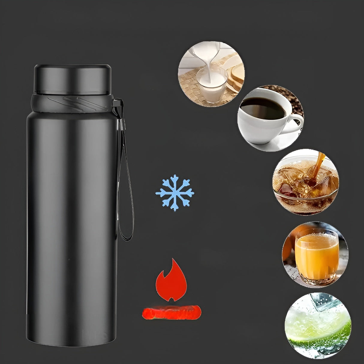 Isoleringsflaska i rostfritt stål – Håller drycker 24 h varma eller kalla | Stilig drickflaska Carvallo