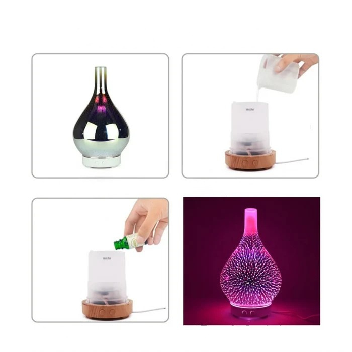 Aromadiffusor med 3D-glasdesign – LED-färgbyte & doftolje-funktion Carvallo