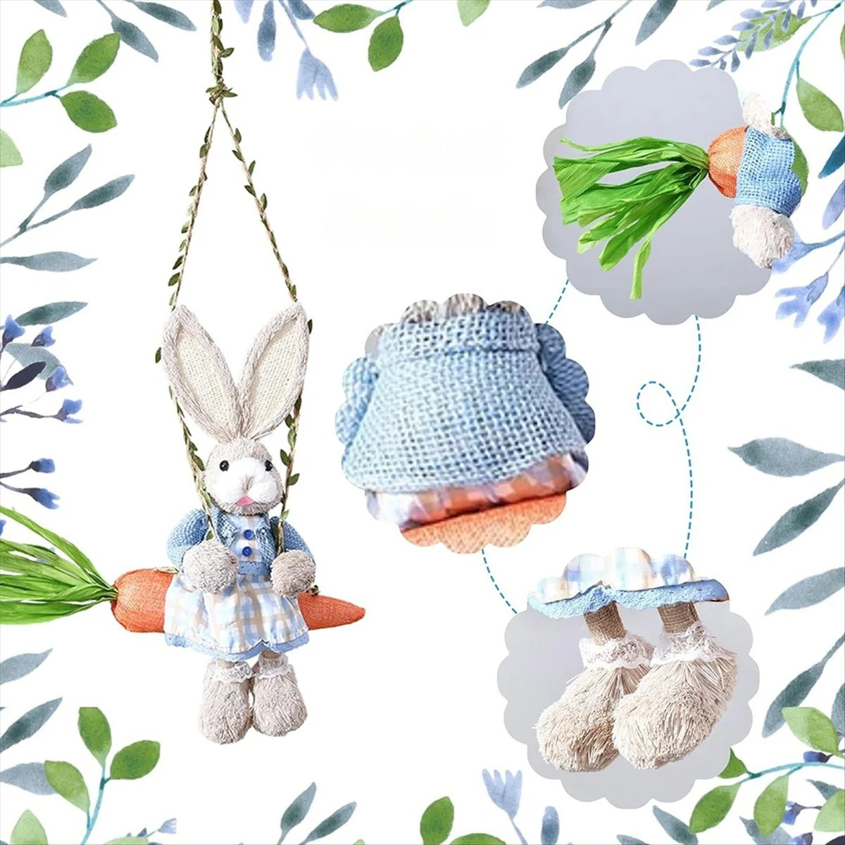 HoppyHaven Dekor – Påskhalmskanin Hängdekoration Carvallo