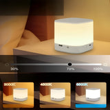 LED-bordlampa med touch-dimmer – Justerbar ljusstyrka och färgtemperatur | USB-laddning, timer, ideal för sovrummet Carvallo