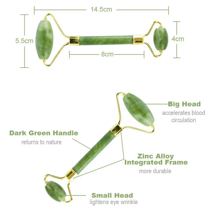 Instant Glow Gua Sha & Jade Roller Set | För strålande hud och naturlig avslappning Carvallo