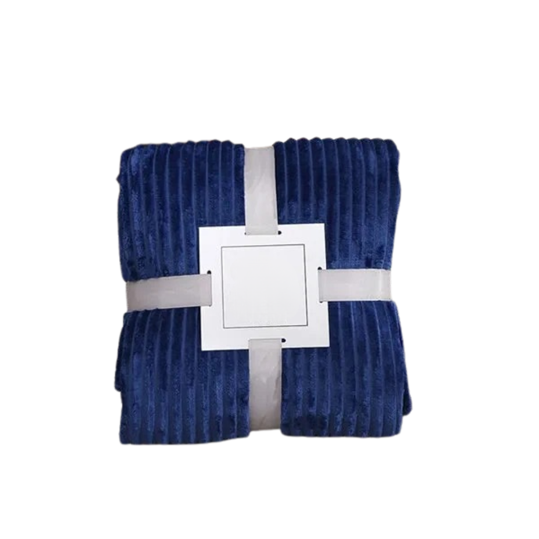 Randig Flanellfilt-Hemnix-Blå-120x200cm-Hemnix