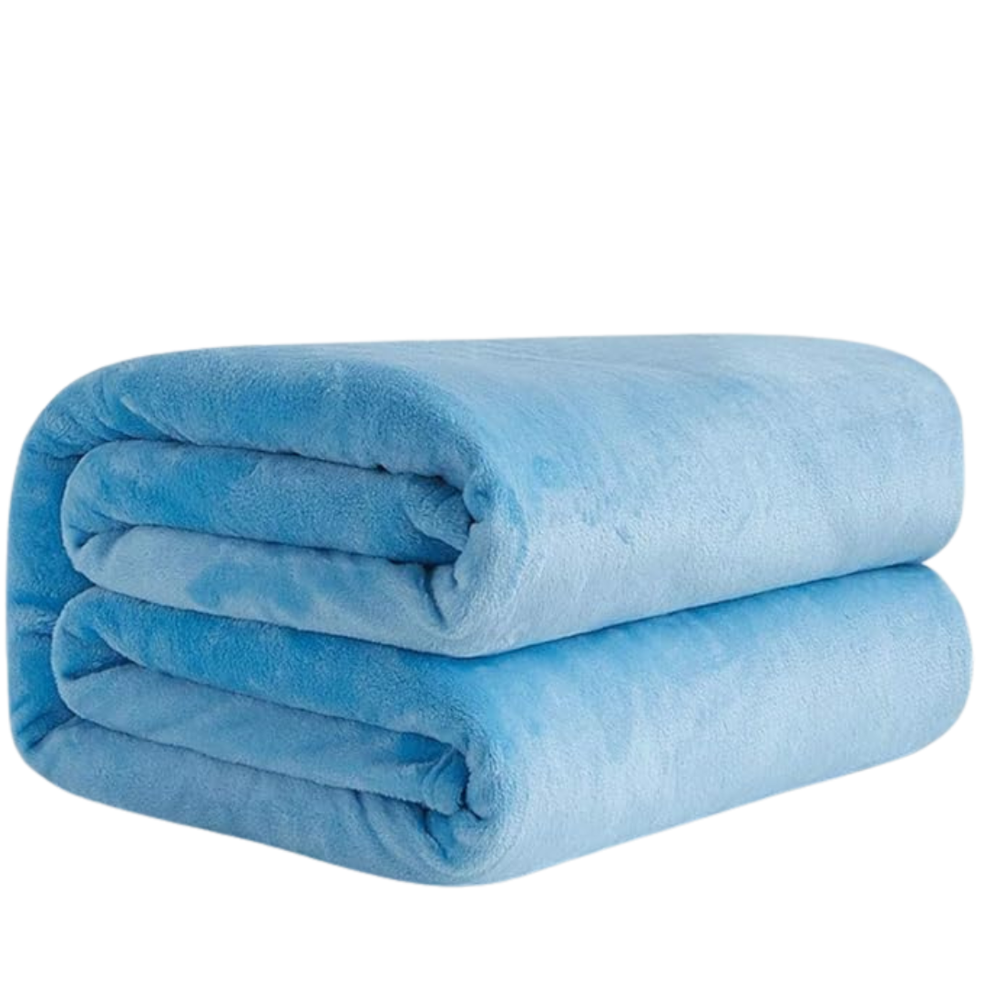 Korall Fleece Flanell Filt-Hemnix-Ljusblå-150x200cm-Hemnix