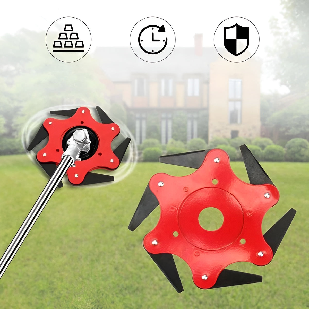 Grästrimmerhuvud med 6 blad – Robust stål för effektiv klippning Carvallo