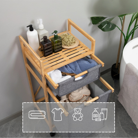 BambooEase Korg – Avtagbar bambus tvättkorg Carvallo