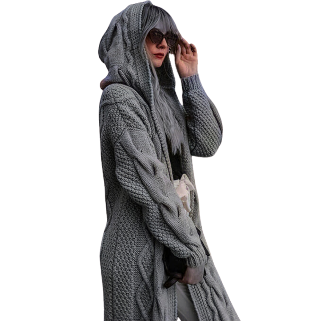 Twist Stickad Hooded Cardigan för kvinnor Hemnix