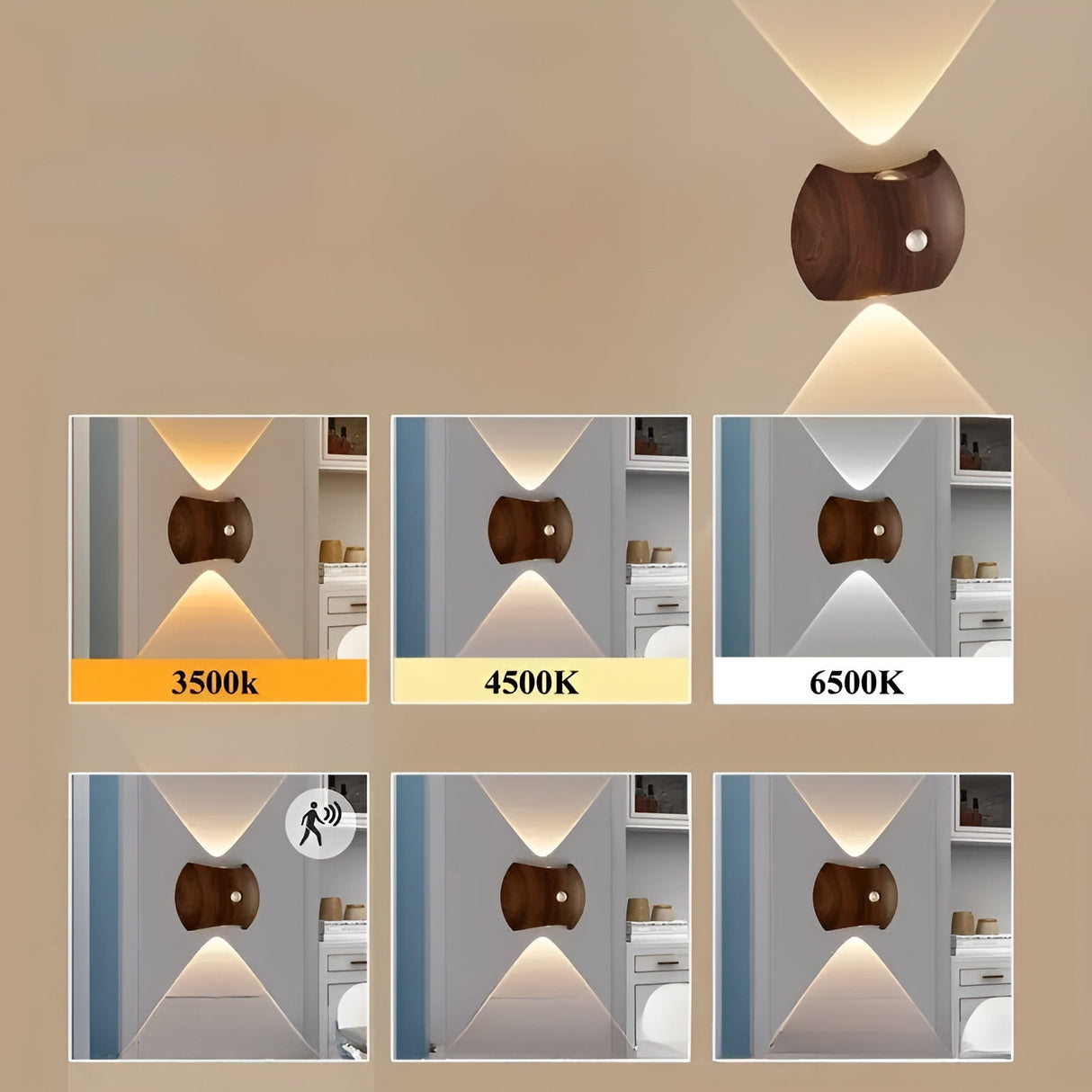 LED-vägglampa med rörelsesensor – uppladdningsbar & smart | Ideal för sovrum & hall Carvallo