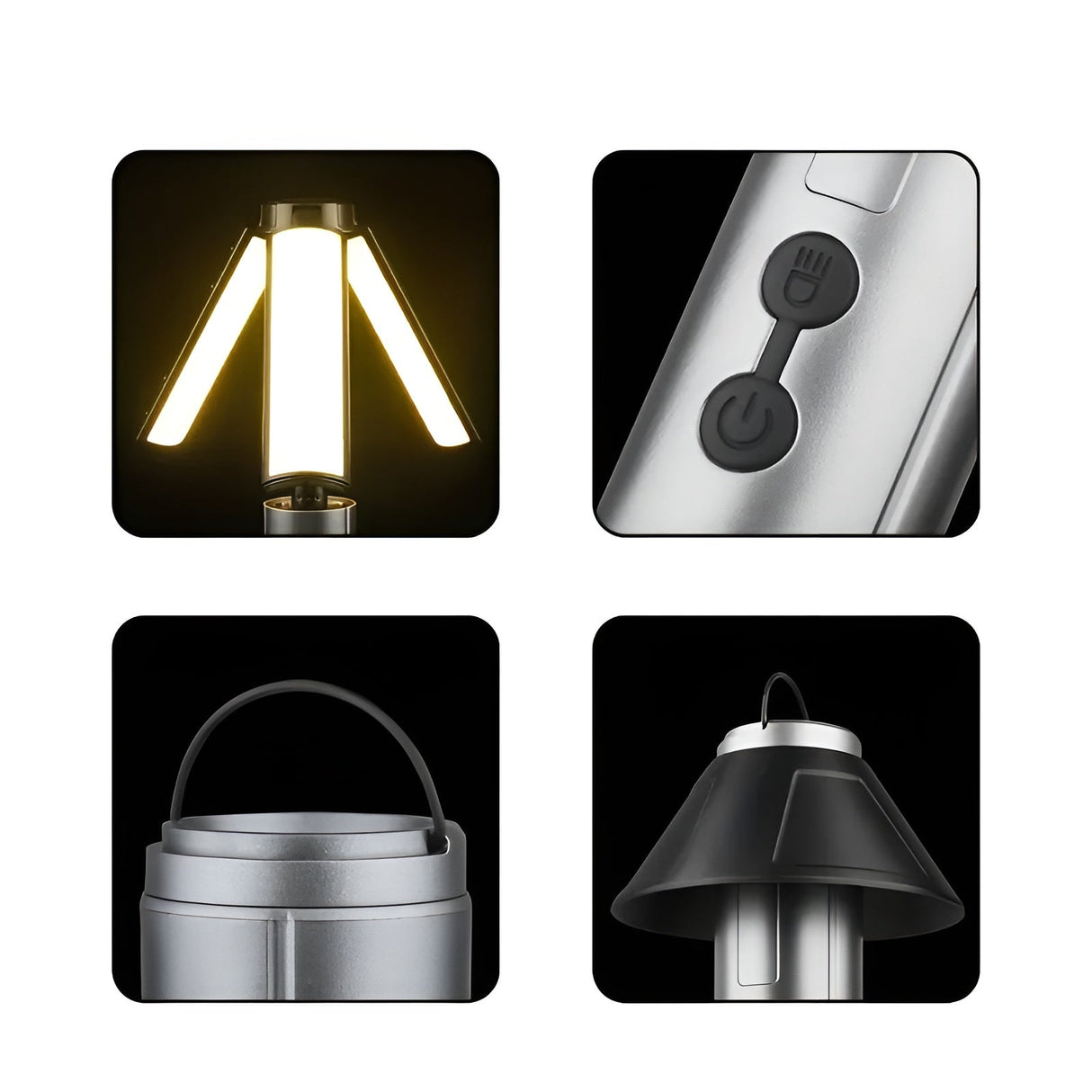 LED Campinglampa med USB – Fällbar & Uppladdningsbar | 270° Svängarm & Flera Ljusstyrkor Carvallo