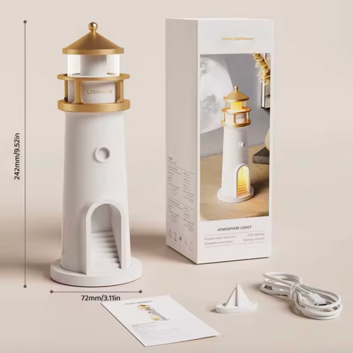 Lighthouse Moon Projektor Lampa – Bluetooth Musik Stjärnklart Nattljus Carvallo