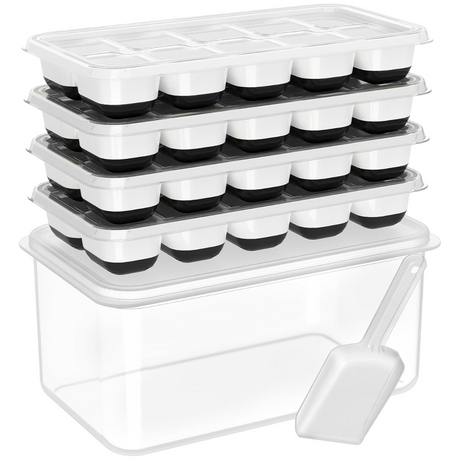 Carvallo Isbit formar Silikon 4-pack | Stapelbar med förvaringslåda | Flexibel & Platsbesparande | För cocktails & drycker Carvallo