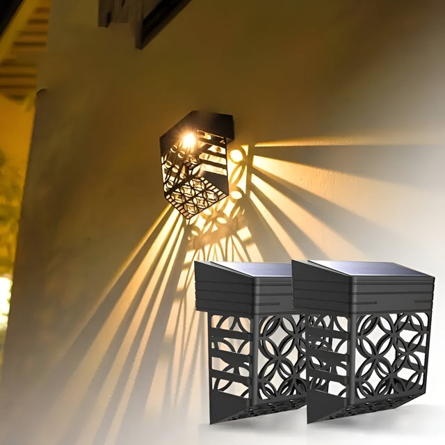 Solarlampor för vägg – | 2-pack/4-pack Set Hålmönster för atmosfärisk trädgårdsbelysning Carvallo