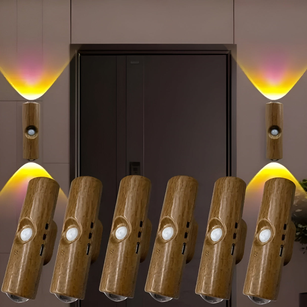 LED-nattljus med rörelsesensor (6-pack) - Dimmbar & RGB | USB-laddning, 3 ljusfärger, Perfekt för hall, trappa & vardagsrum Carvallo